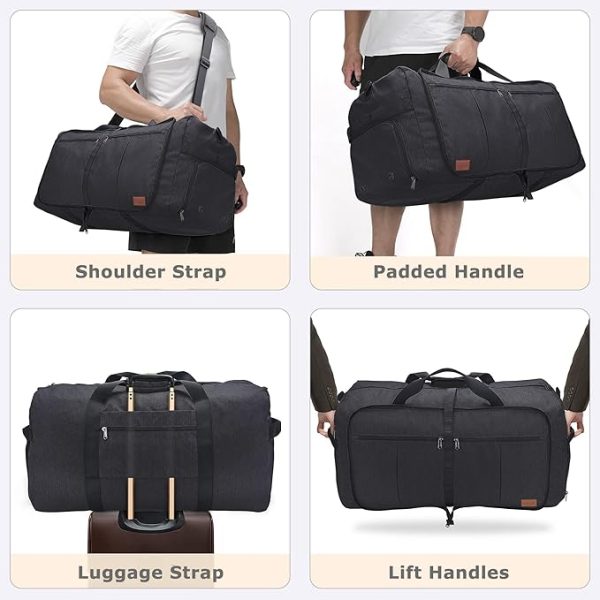 120L Foldable Collapsible Waterproof Travel Duffel Bag for Men and Women with Shoe Compartment - Image 2