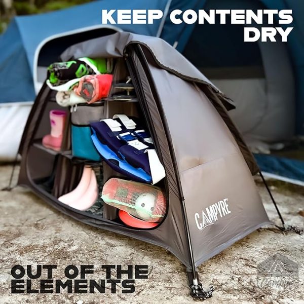 Tent & RV Camping Organizer with Zippered Flap, 9-Shelf Storage. RV Shoe Organizer, Dining Tent Organizer. Organize Any Other Camp Gear/Accessories (Patented - Licensed) - Image 6