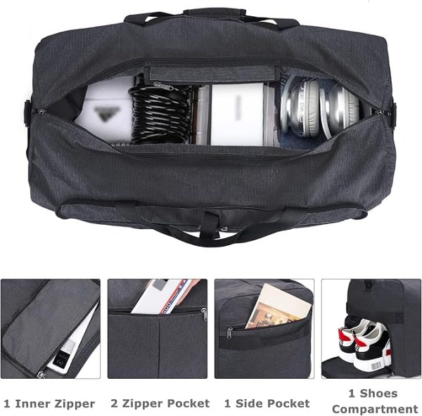 120L Foldable Collapsible Waterproof Travel Duffel Bag for Men and Women with Shoe Compartment - Image 5
