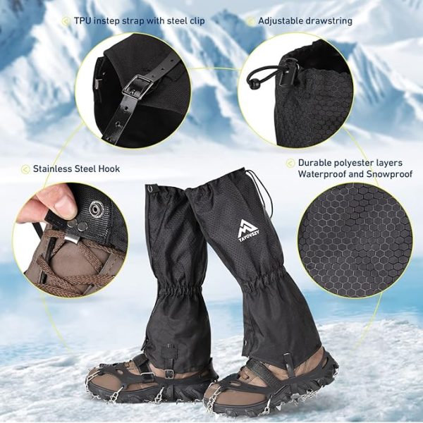 Gaiters for Hiking – Waterproof and Breathable Leg Gaiters for Women and Men Boots, Adjustable Lightweight Shoes Gaiters for Hunting, Hiking, Mountaineering, Snow Gaiters for Hiking Boots - Image 6